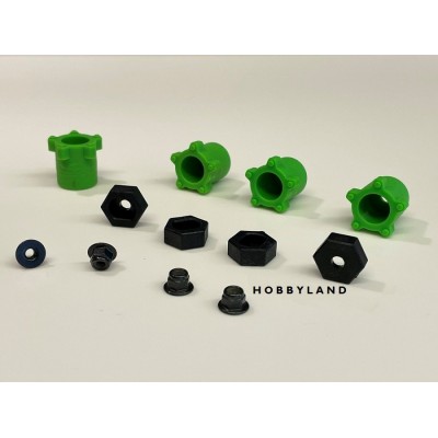 WHEEL DRIVERS, WASHERS AND NUTS - T-06 STD 1/16 SCALE MT - 3125 DF-MODELS